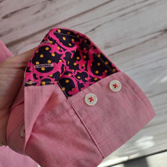 C. Wonder Pink Cross Hatch Button Down Shirt sz XS - Picture 5 of 8